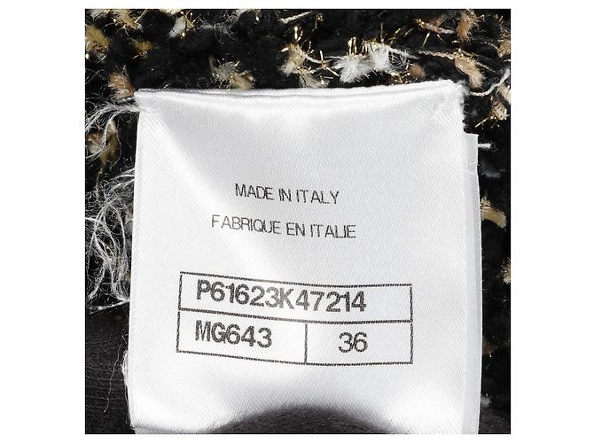 Timeless Chanel Coco Mark Wollkleid Schwarz Weiß Golden - Ansicht 5