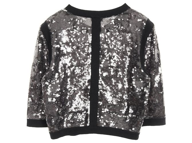Timeless Chaqueta sin cuello de lentejuelas Coco Mark de CHANEL Negro - vista 2