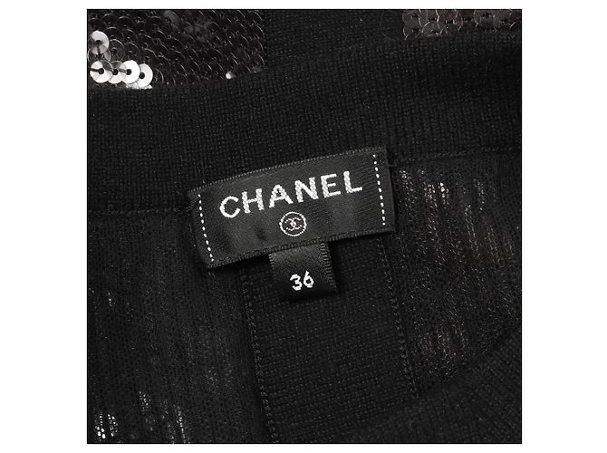 Timeless Chaqueta sin cuello de lentejuelas Coco Mark de CHANEL Negro - vista 3