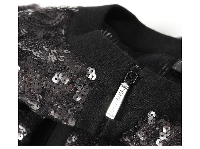 Timeless Chaqueta sin cuello de lentejuelas Coco Mark de CHANEL Negro - vista 8