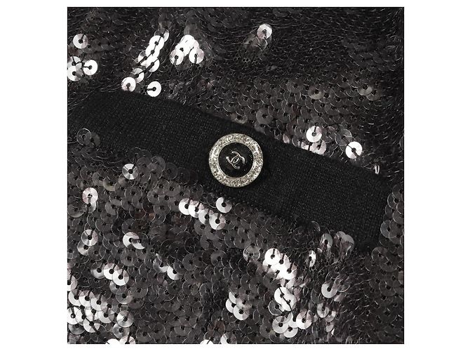 Timeless Chaqueta sin cuello de lentejuelas Coco Mark de CHANEL Negro - vista 9