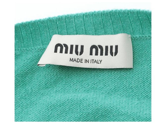 Cardigan in cashmere e seta Miu Miu Verde - vista 3