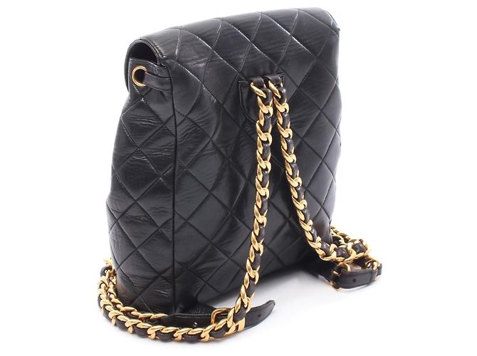 Timeless Chanel Matelassé Lammfell Rucksack Schwarz - Ansicht 2