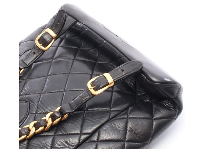 Timeless Chanel Matelassé Lammfell Rucksack Schwarz - Ansicht 8