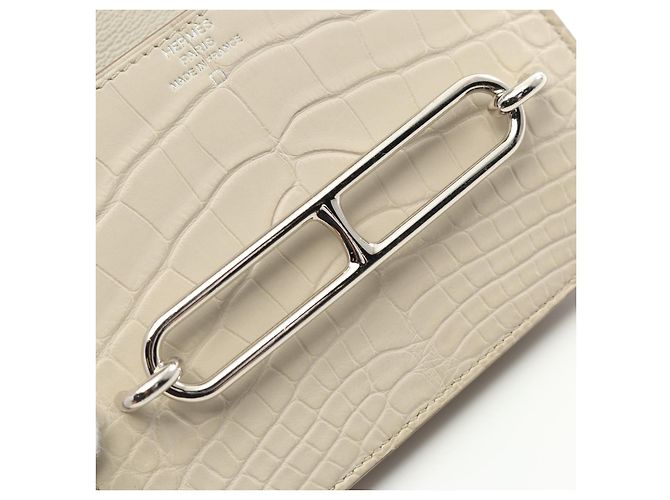 Hermès Hermes Roulis Slim Alligator Mat Wallet White - view 13