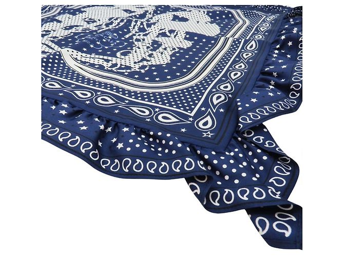 Foulard in seta Hermès 70 Brides de Gala Bandana a pois Blu - vista 2