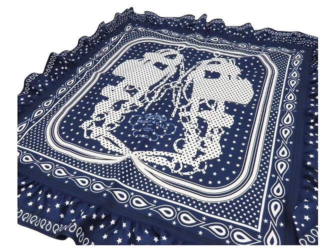 Foulard in seta Hermès 70 Brides de Gala Bandana a pois Blu - vista 3