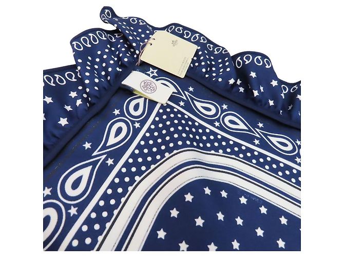 Foulard in seta Hermès 70 Brides de Gala Bandana a pois Blu - vista 5