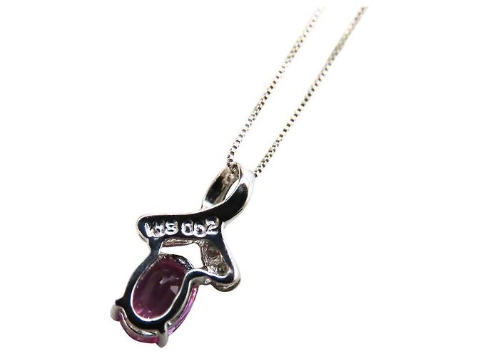 Autre Marque Collana Au750 Zaffiro Rosa Diamante Argento - vista 5