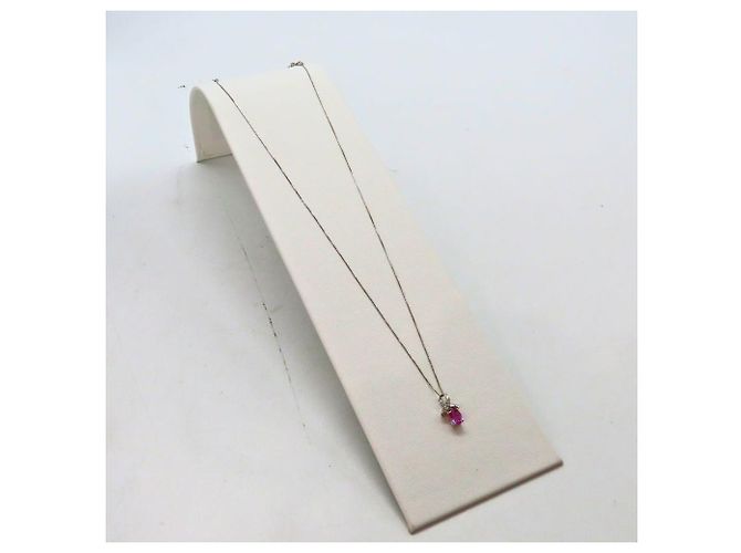 Autre Marque Collana Au750 Zaffiro Rosa Diamante Argento - vista 6