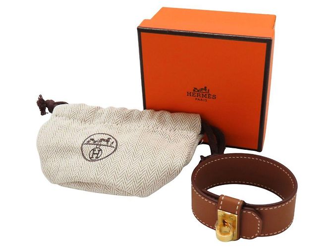 Bracciale Kelly in pelle Hermès Taglia 17 D'oro - vista 16
