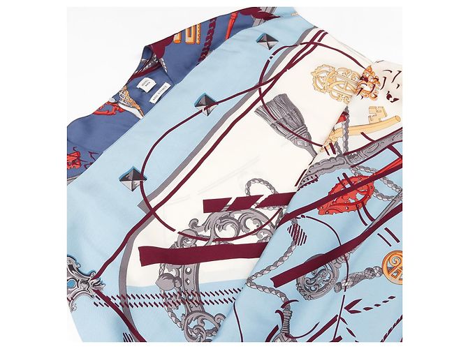 Vestido de seda LES CLES de Hermès Azul Multicolor - vista 7