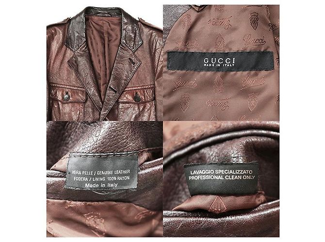 Chaqueta de cuero Gucci Castaño - vista 10