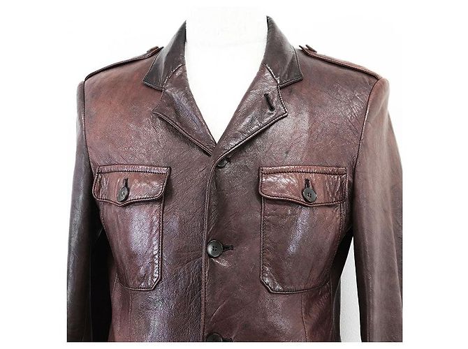 Chaqueta de cuero Gucci Castaño - vista 2