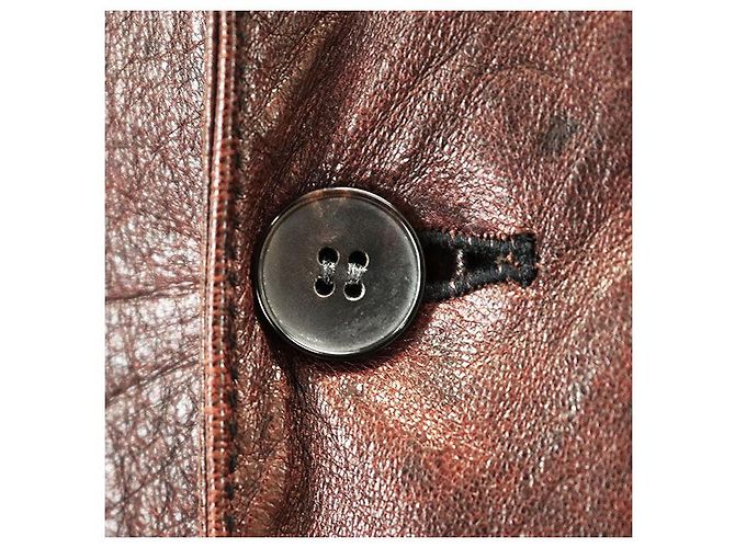 Chaqueta de cuero Gucci Castaño - vista 3