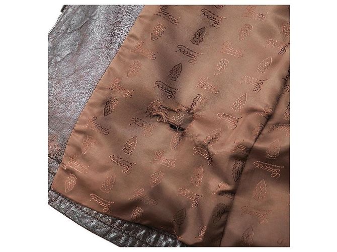 Chaqueta de cuero Gucci Castaño - vista 8