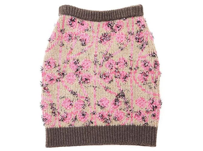 Timeless Falda de cachemira y lana virgen Chanel P73897 Castaño Rosa Beige - vista 13
