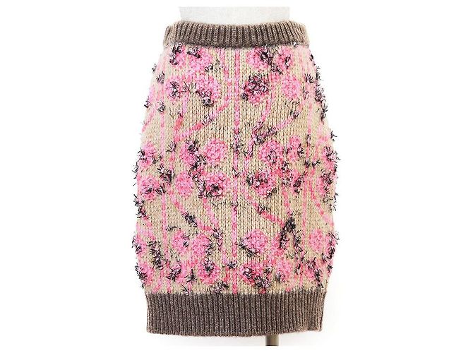 Timeless Falda de cachemira y lana virgen Chanel P73897 Castaño Rosa Beige - vista 5