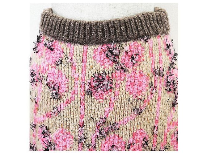 Timeless Falda de cachemira y lana virgen Chanel P73897 Castaño Rosa Beige - vista 6