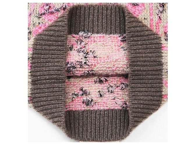 Timeless Falda de cachemira y lana virgen Chanel P73897 Castaño Rosa Beige - vista 7