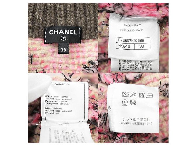 Timeless Falda de cachemira y lana virgen Chanel P73897 Castaño Rosa Beige - vista 8