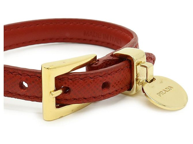 Bracciale in pelle Saffiano Prada Rosso - vista 3