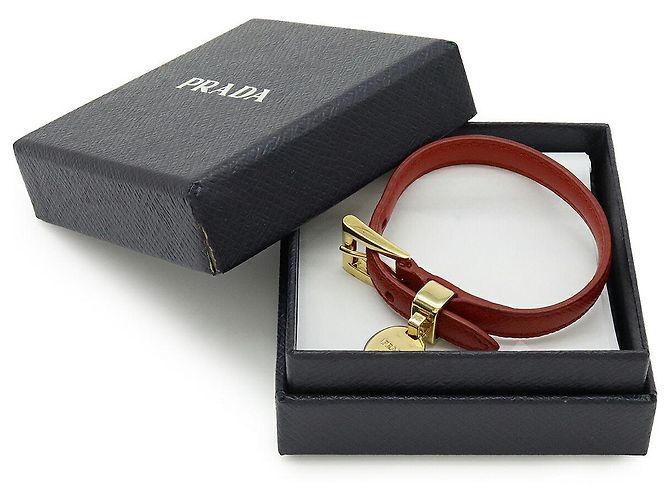 Bracciale in pelle Saffiano Prada Rosso - vista 7