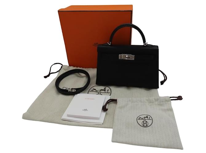 Hermès Mini Kelly2 Chèvre Schwarz - Ansicht 14