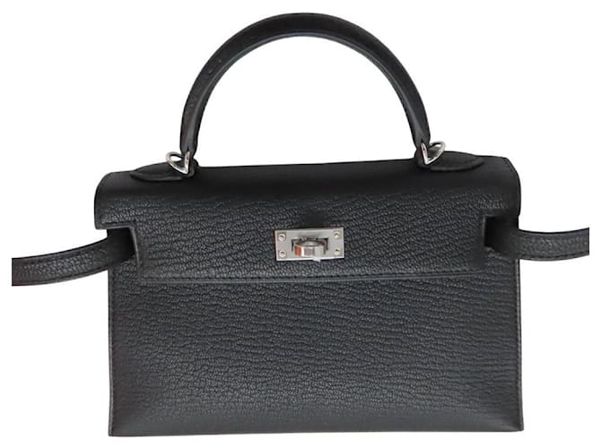 Hermès Mini Kelly2 Chèvre Schwarz - Ansicht 8