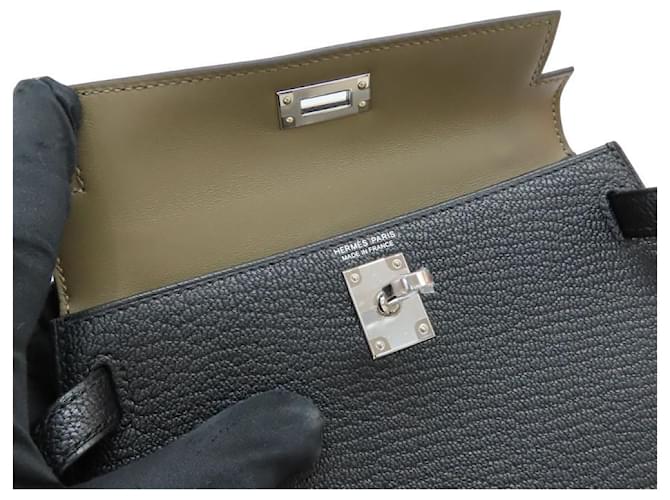 Hermès Mini Kelly2 Chèvre Schwarz - Ansicht 9