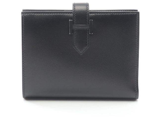 Béarn Portafoglio compatto BEARN in vitello box di Hermès Nero - vista 2