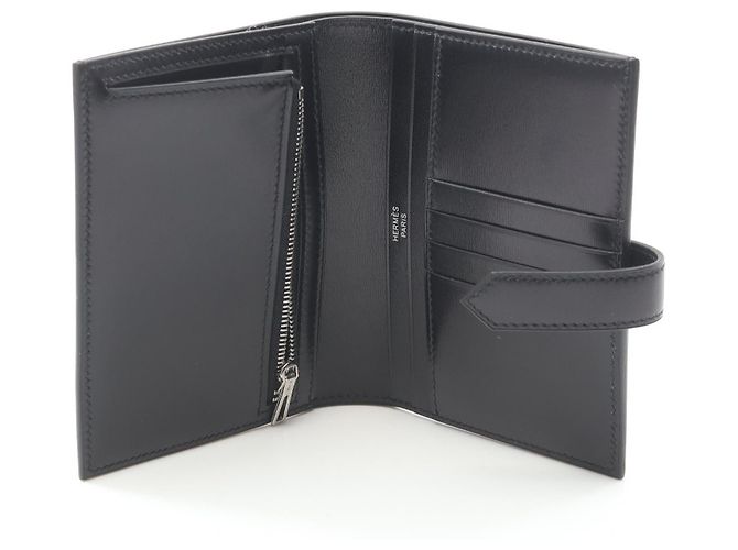 Béarn Portafoglio compatto BEARN in vitello box di Hermès Nero - vista 6