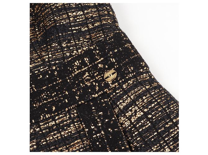 Timeless Chanel Woll-Nylon-Kleid Schwarz Golden - Ansicht 7