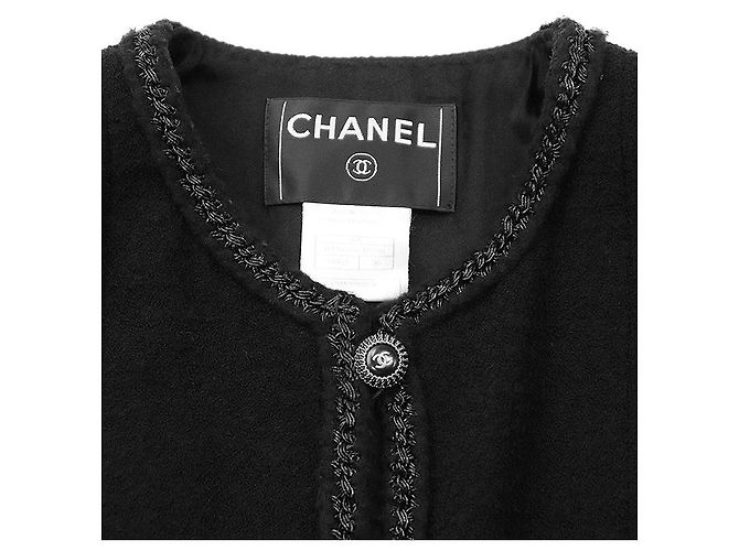 Timeless Chanel Little Black Tweed Wool Blend Jacket - view 11