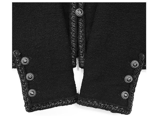 Timeless Chanel Little Black Tweed Wool Blend Jacket - view 12