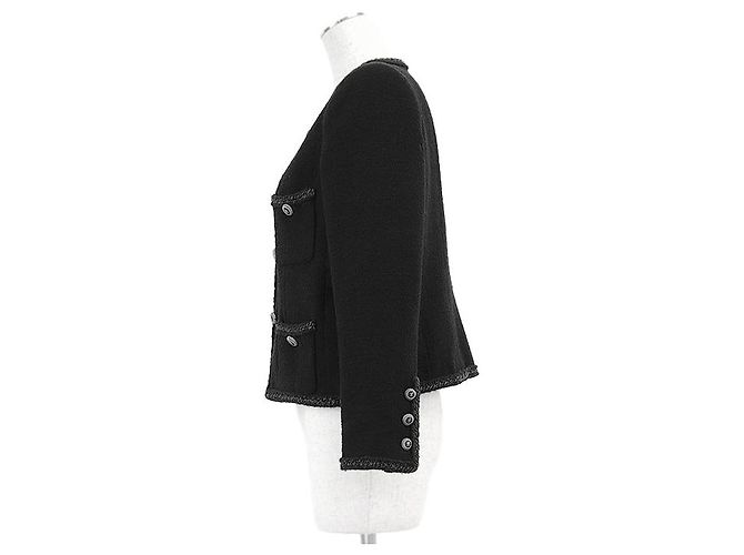 Timeless Chanel Little Black Tweed Wool Blend Jacket - view 17