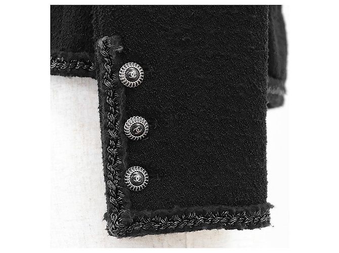 Timeless Chanel Little Black Tweed Wool Blend Jacket - view 18