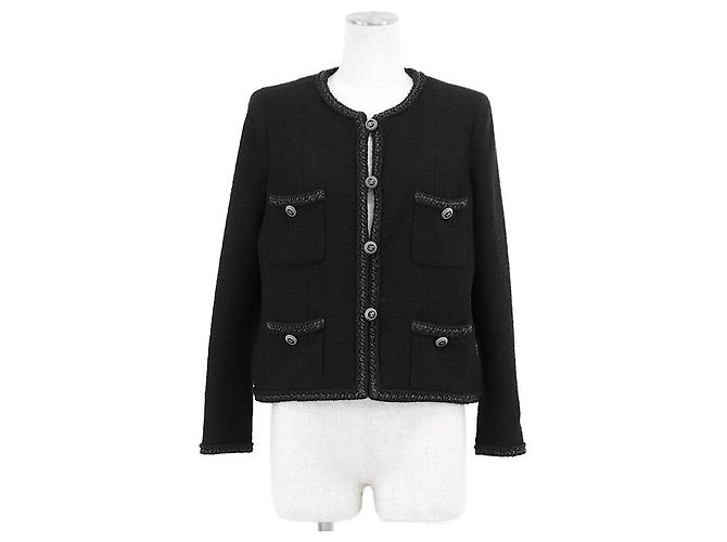 Timeless Chanel Little Black Tweed Wool Blend Jacket - view 2