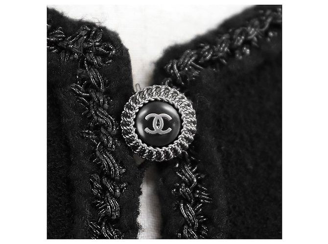 Timeless Chanel Little Black Tweed Wool Blend Jacket - view 4
