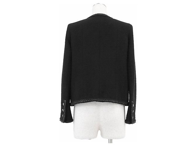 Timeless Chanel Little Black Tweed Wool Blend Jacket - view 7