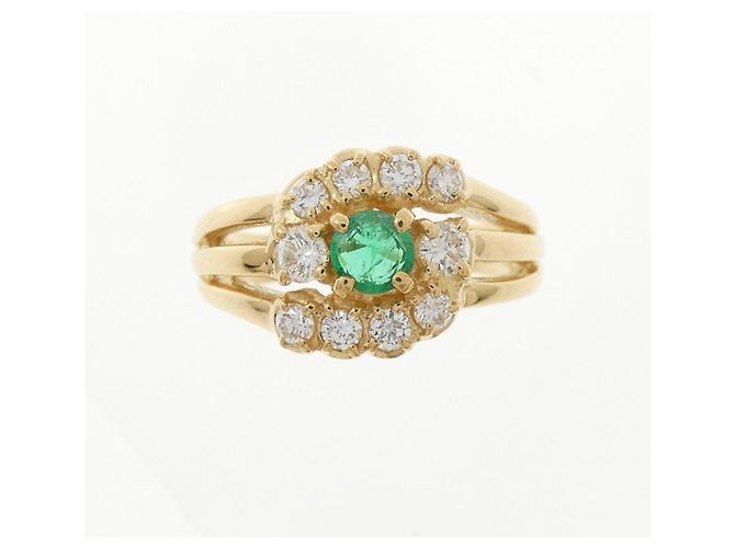 Autre Marque Anello Pola 750 Oro Giallo con Smeraldo e Diamante D'oro - vista 2