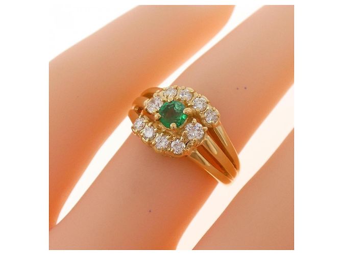 Autre Marque Anello Pola 750 Oro Giallo con Smeraldo e Diamante D'oro - vista 5