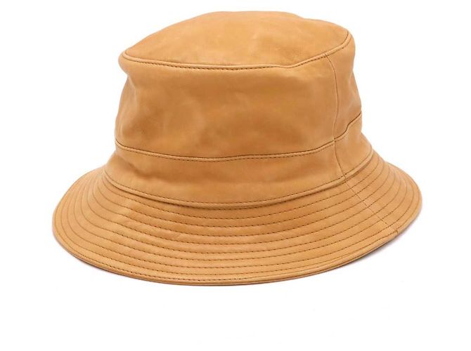 Cappello bucket in pelle di vitello Hermès 58 Beige - vista 2