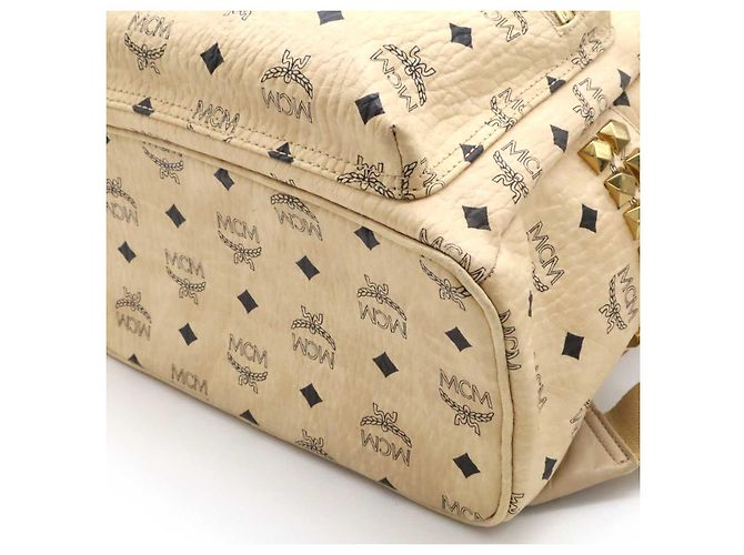 MCM Visetos Leder-Rucksack Beige - Ansicht 3