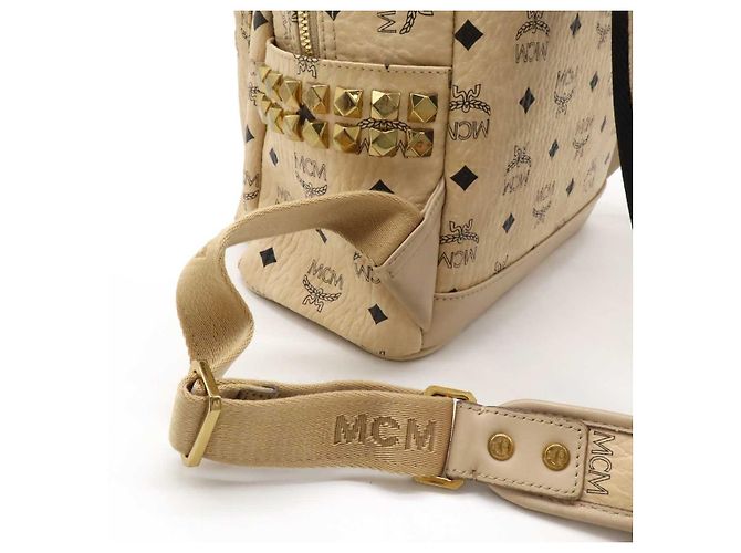 MCM Visetos Leder-Rucksack Beige - Ansicht 5