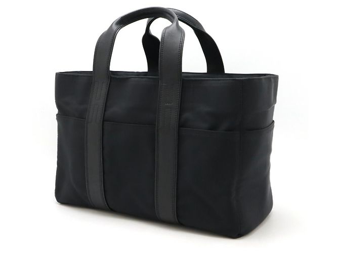 Hermès Acapulco MM Nylon-Leder Tote Bag Schwarz - Ansicht 2