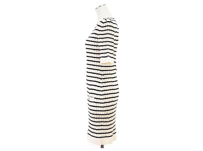 Timeless Chanel P74153 Wollmischung Kleid Weiß Roh Marineblau - Ansicht 14