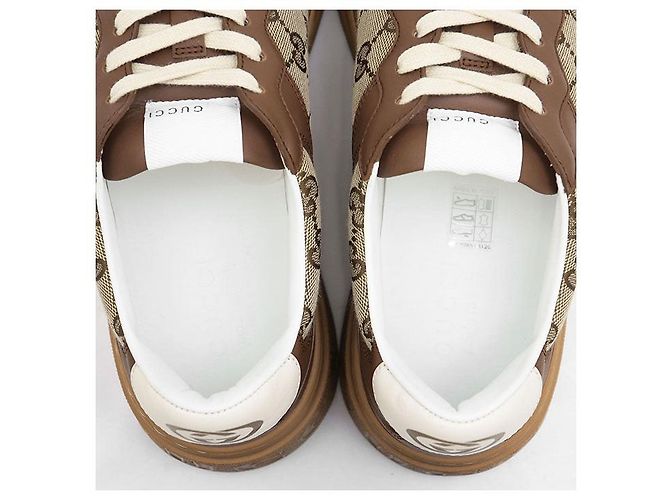 Gucci GG Canvas Leder Sneakers Braun Beige Kamel - Ansicht 13