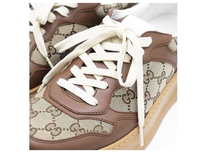 Gucci GG Canvas Leder Sneakers Braun Beige Kamel - Ansicht 2