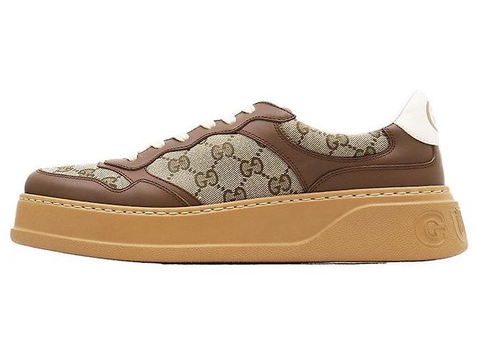 Gucci GG Canvas Leder Sneakers Braun Beige Kamel - Ansicht 4